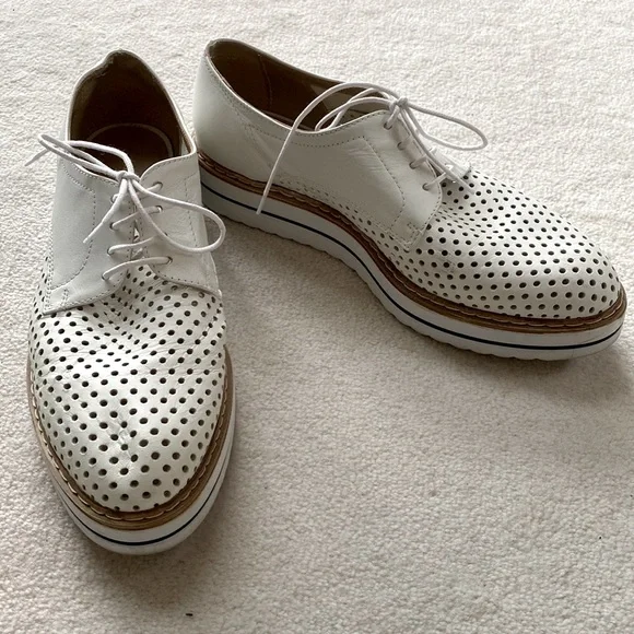 White Mountain Shoes White Mountain Summit Perforated White Leather Platform Sneakers Poshmark